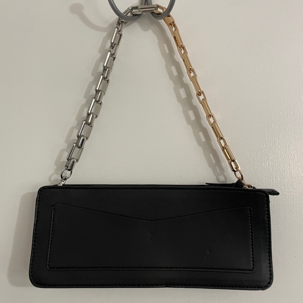ASOS - Black Leather Chain Strap Clutch
